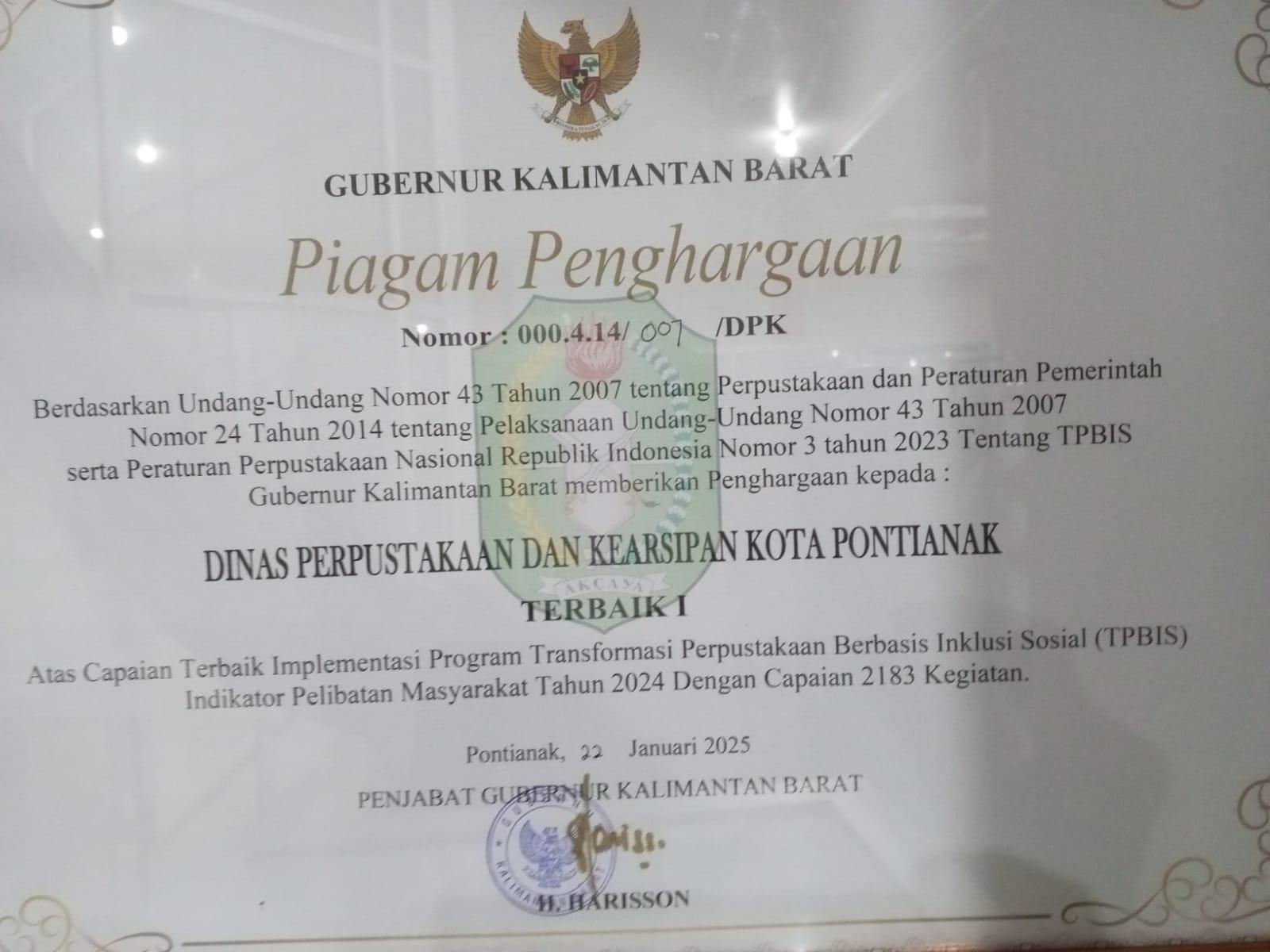 TPBIS Terbaik se-kalbar 2024